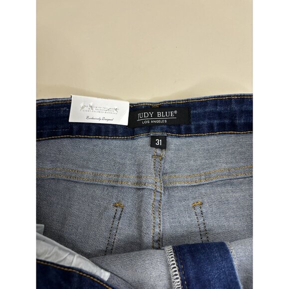 Judy Blue Sz 31 (Actual 32x2.5) Calm Cuffed Denim Shorts Indigo Blue High NWT - Picture 4 of 8